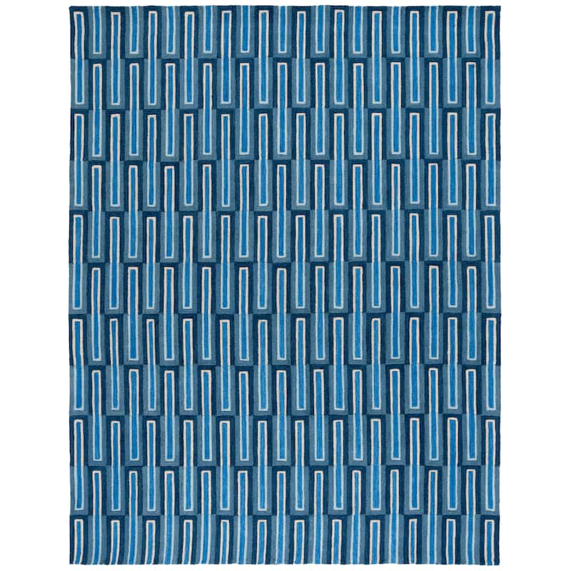SAFAVIEH Handmade Genre Kaatje Mid-Century Modern Wool Rug - 8' x 10' - Blue/Ivory