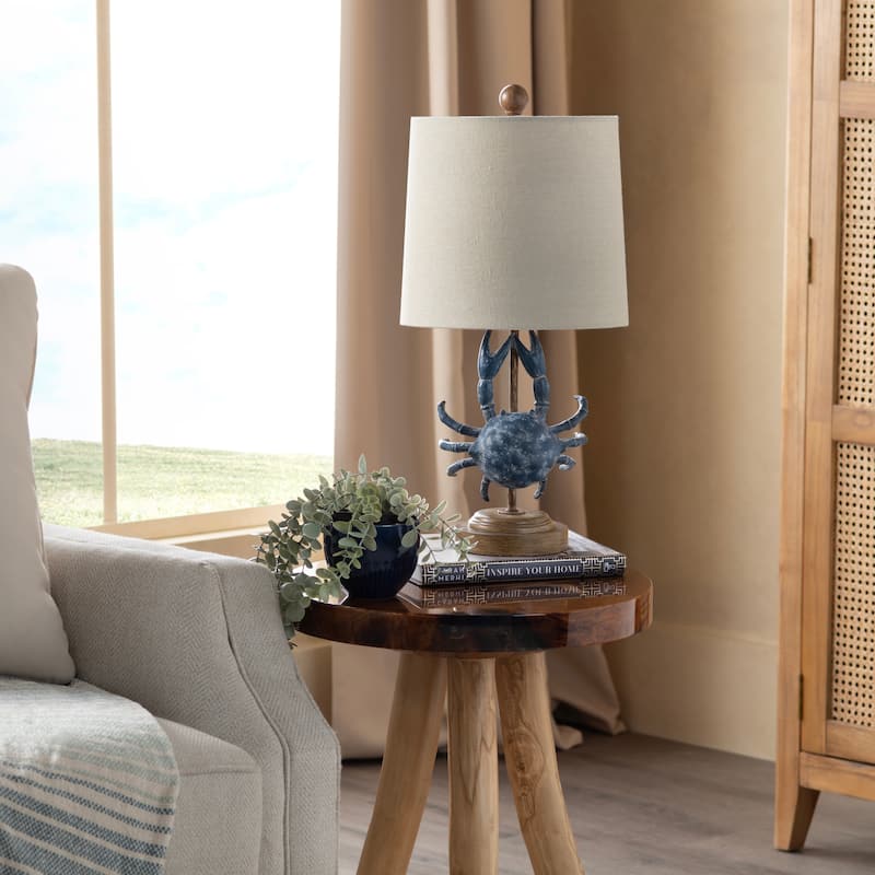 20.25"H Brown Resin Crab Table Lamp with Shade - 10" x 10" x 20.25"