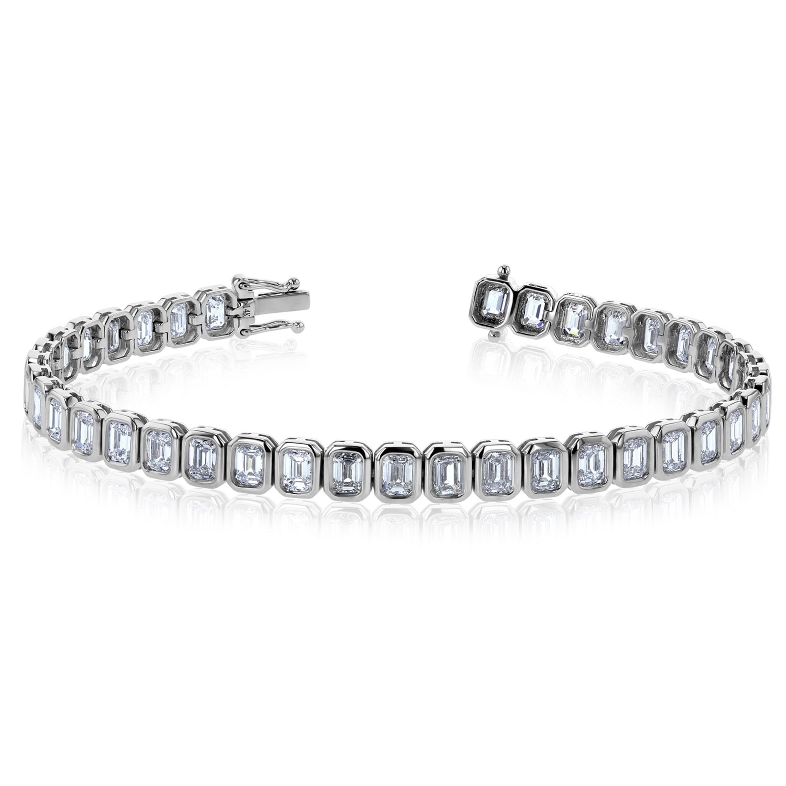 Kobelli 8.5+ Carats Lab Grown Diamond Solid 14k Gold North-South Emerald-cut Tennis Eternity Belle Bracelet