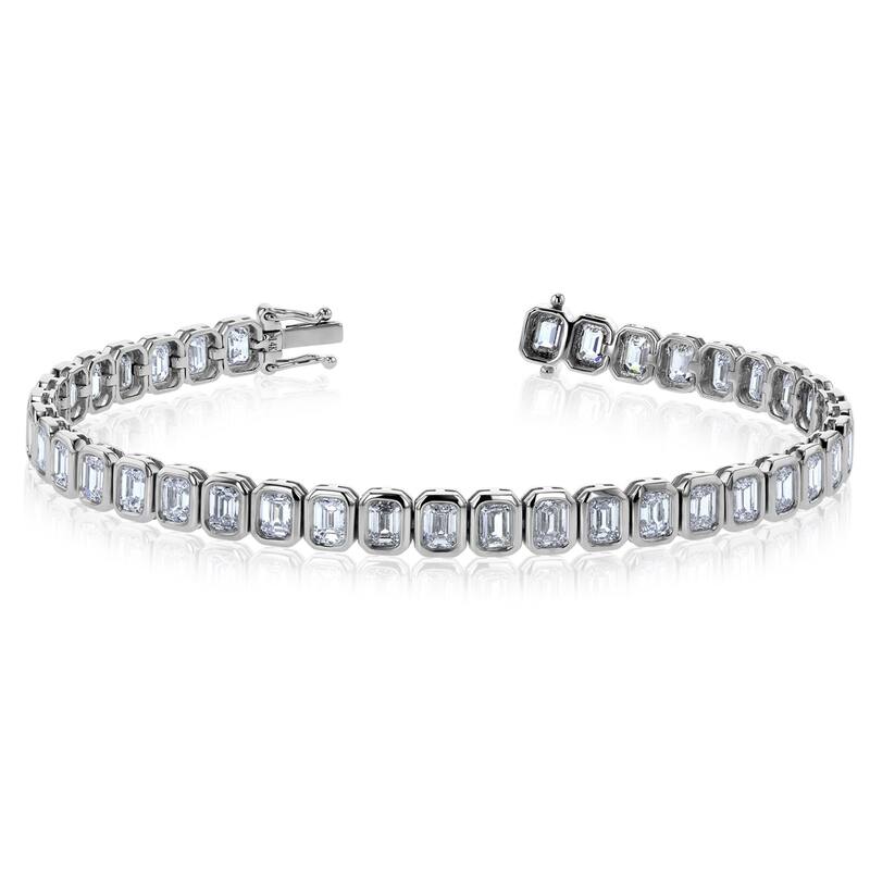 Kobelli 8.5+ Carats Lab Grown Diamond Solid 14k Gold North-South Emerald-cut Tennis Eternity Belle Bracelet - White