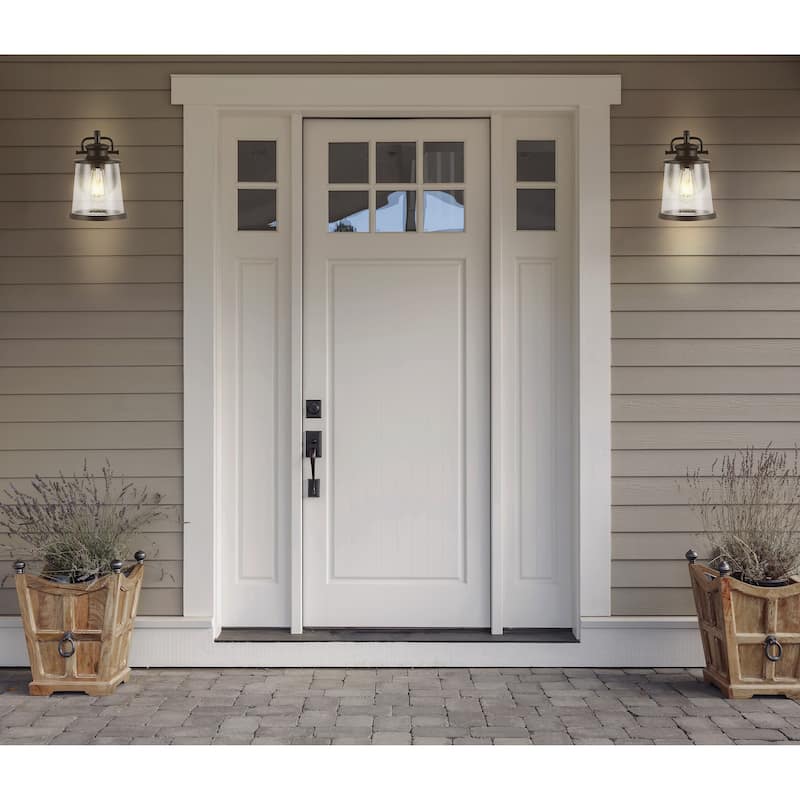 Marais 6.75" Iron/Seeded Glass Vintage Rustic LED Outdoor Lantern, Oil Rubbed Bronze by JONATHAN Y