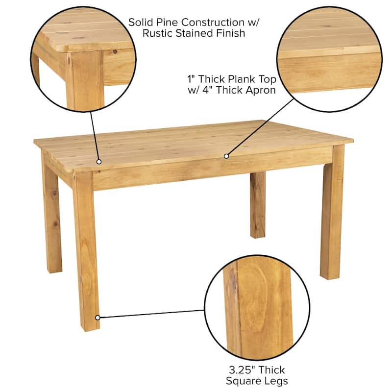 60" x 38" Rectangular Antique Rustic Solid Pine Farm Dining Table