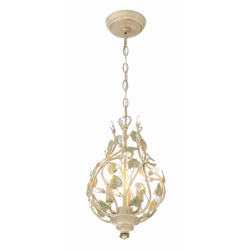 Josie 3 Light Champagne Green Tea Mini Chandelier - 9"W x 16"H x 9"D