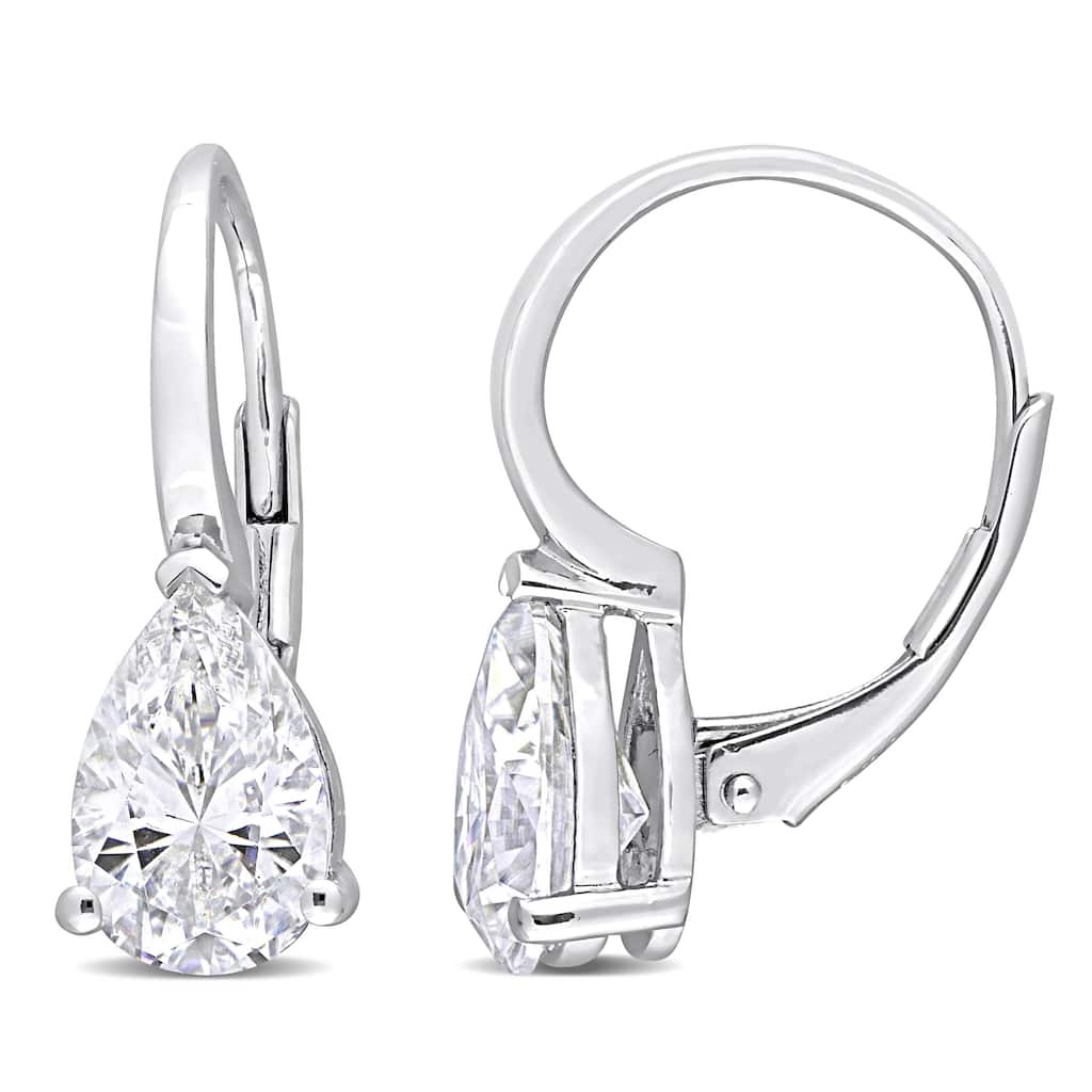 Miadora 3ct DEW Pear Created Moissanite Teardrop Earrings Sterling Silver