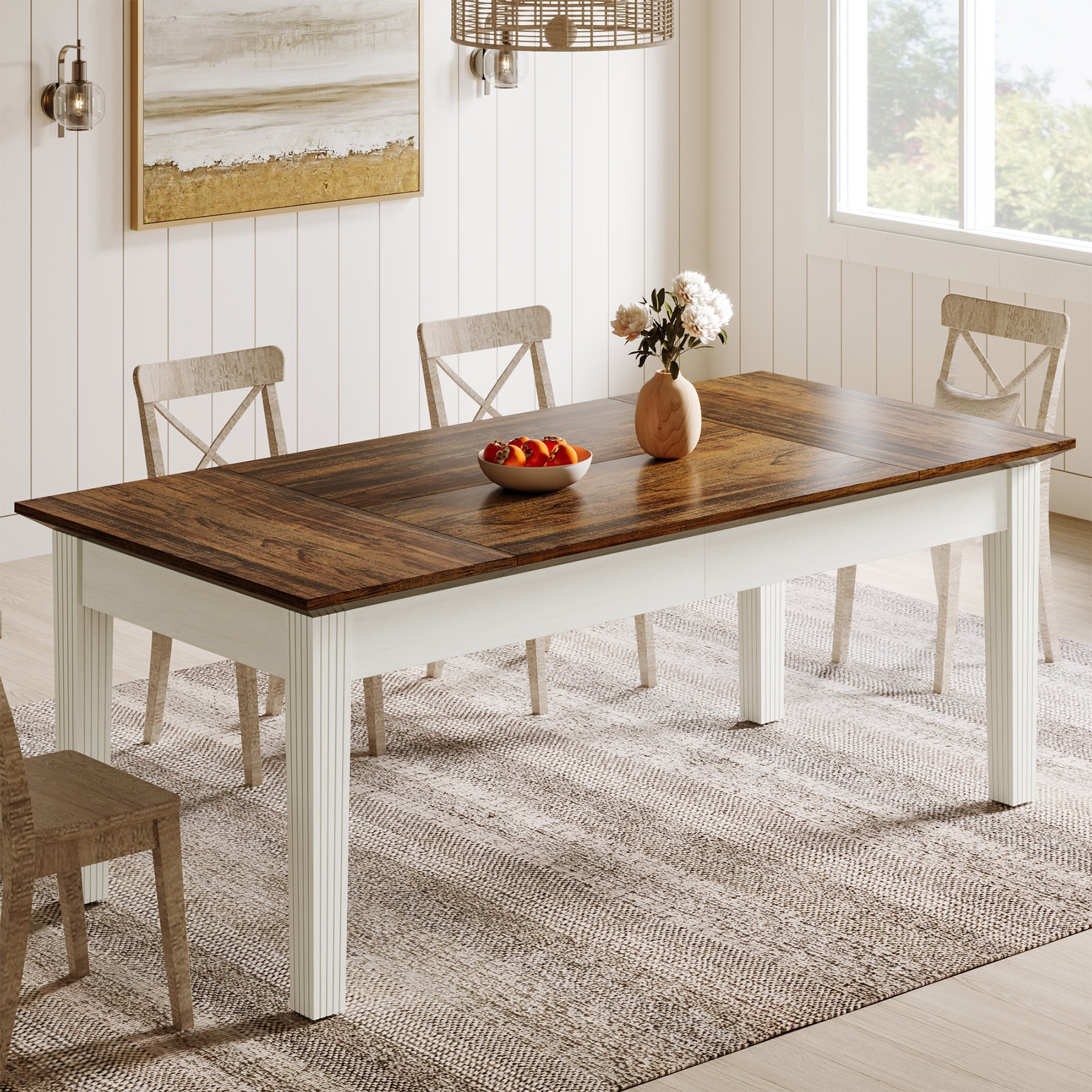 Dining Table for 4-6 People with Solid Wood Legs
