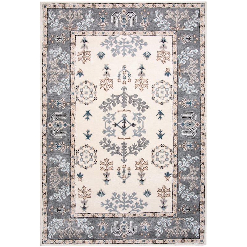 Alora Decor Cyrus Ivory Bordered Hand-Tufted Wool Rug - 5' x 8'