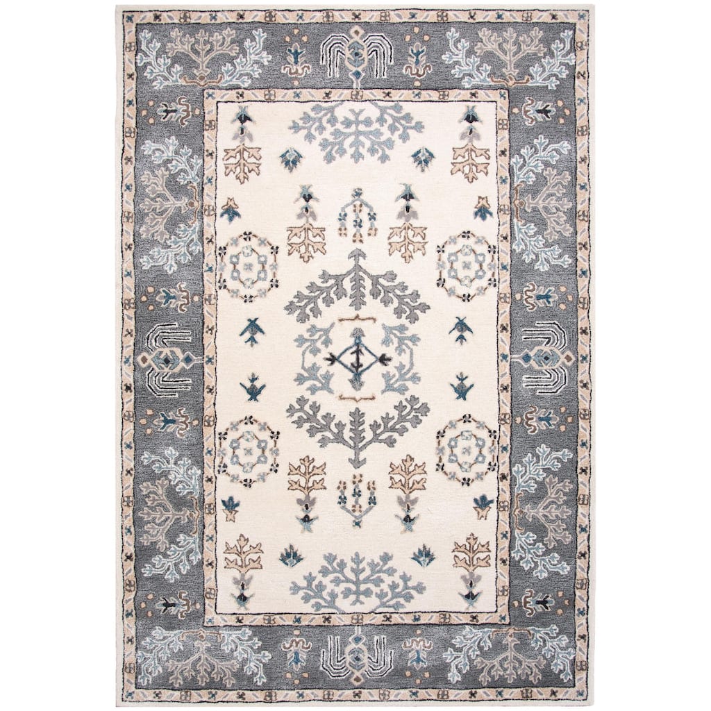 Alora Decor Cyrus Ivory Bordered Hand-Tufted Wool Rug
