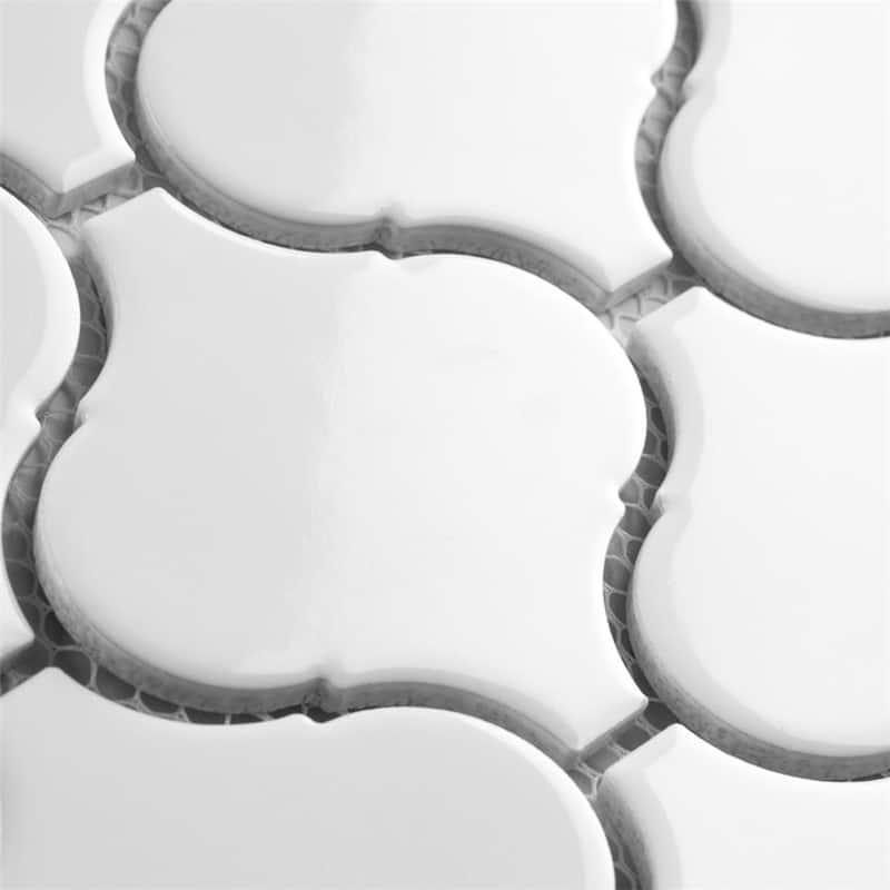 Merola Tile Metro Lantern Glossy White 9-1/2" x 10-3/4" Porcelain Floor and Wall Tile