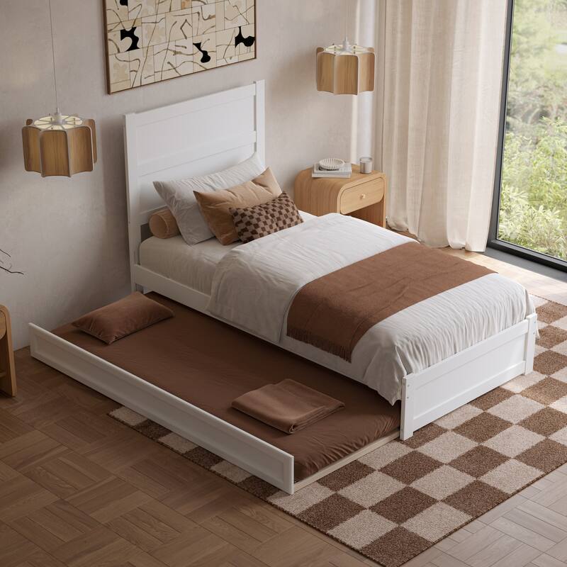 Aveline Wood Platform Bed with Matching Footboard & Trundle