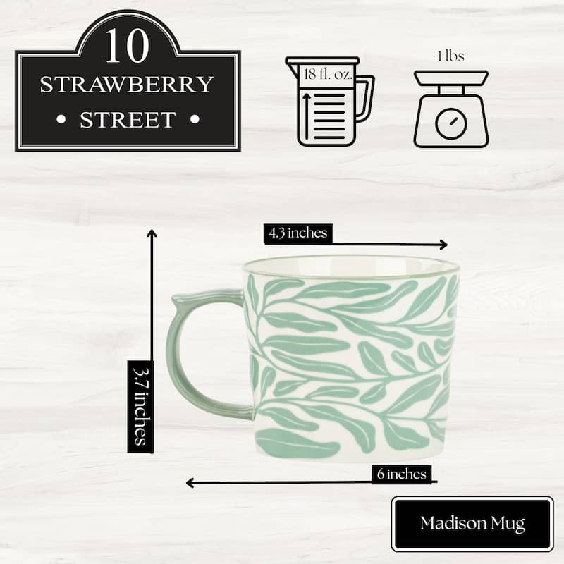 10 Strawberry Street Madison Flora Mugs, Set of 4