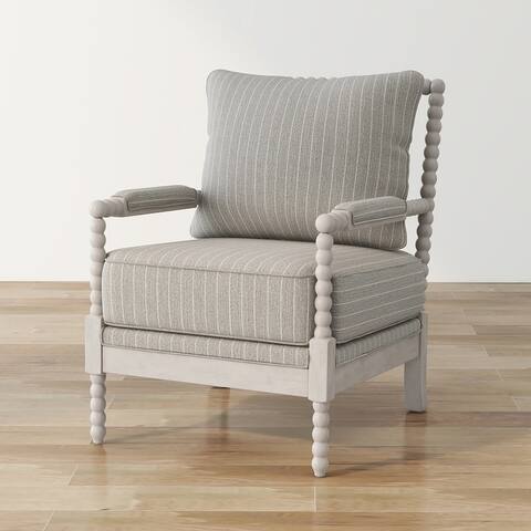 Furniture of America Quince Farmhouse Fabric Padded Beaded Armchair