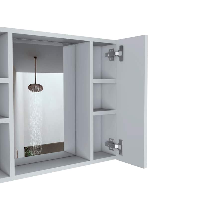 Medicine Cabinet, Double Door, Mirror, One External Shelf