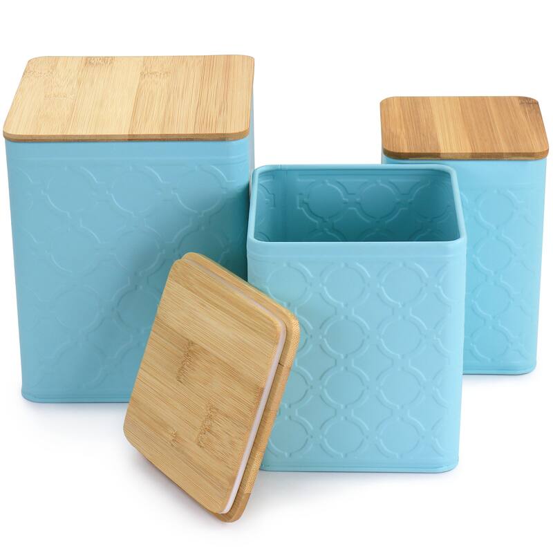 MegaChef 3 Piece Square Iron Canister Set