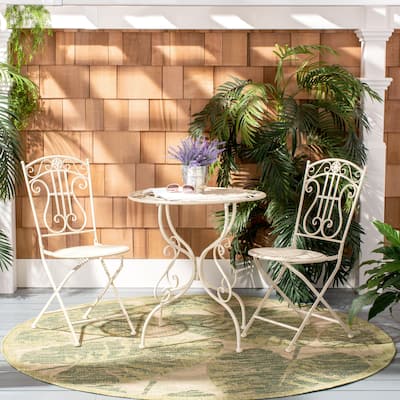 SAFAVIEH Outdoor Hailie Victorian Iron 3-Piece Patio Bistro Set. - 28"W x 28"D x 30"H