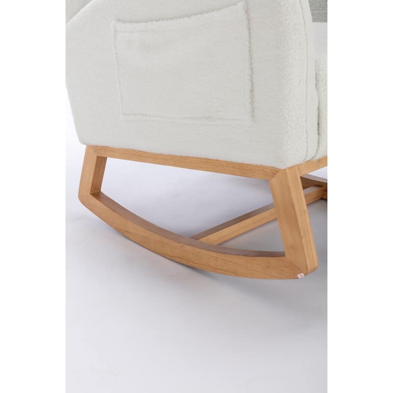 Teddy Fabric Rocking Chair With Packet Wood Legs