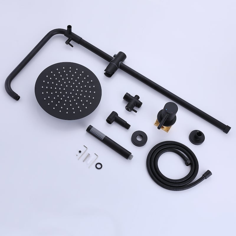Rbrohant Wall Mounted Exposed Rain Combo Set, Shower System with 10" Showerhead and Handheld Showerhead