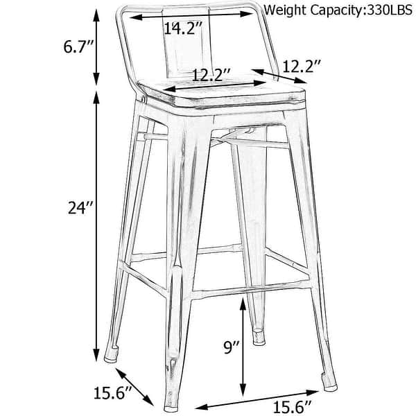 Andeworld Bar Stools 24 Inches Metal bar stools with backs Set of 4 Bed Bath & Beyond 31136920