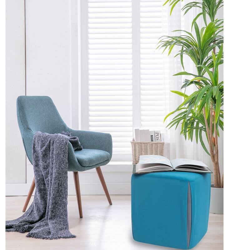 Adeco 14" Small Ottoman Footrest Stool- Velvet Seating Stool Ottoman