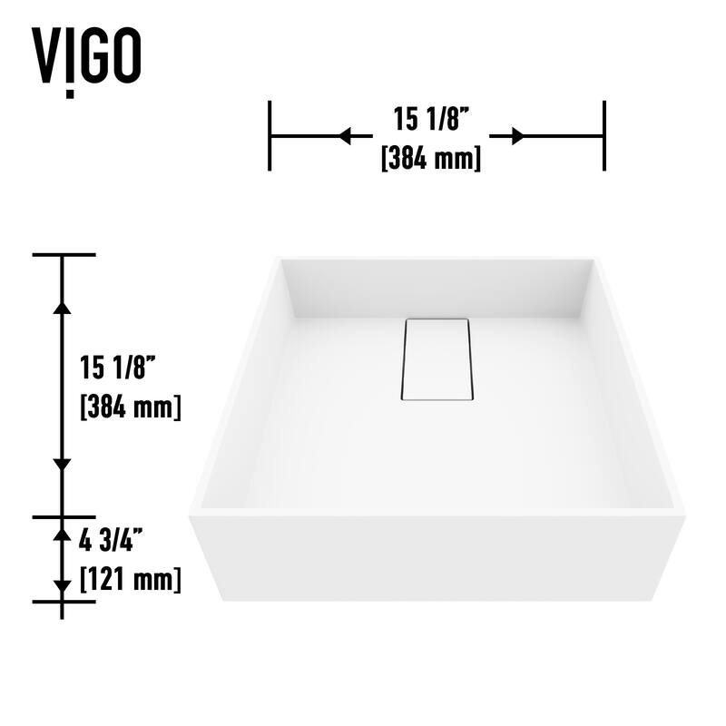 VIGO Bryant 15"L x 15"W MatteStone Vessel Sink and Amada 10"H Faucet Set