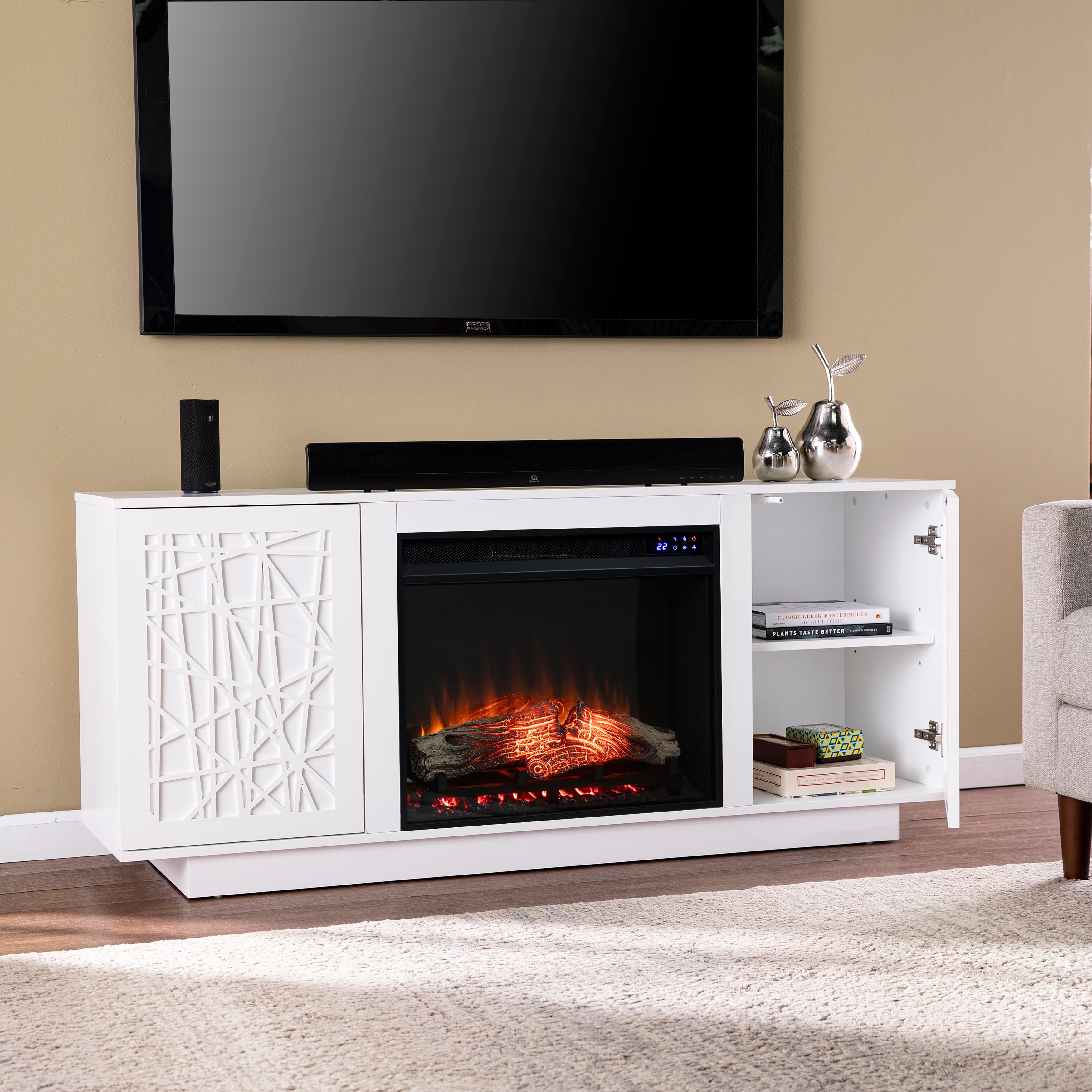 SEI Furniture Delauro Electric Media Fireplace w/ Storage - On Sale - Bed  Bath u0026 Beyond - 31871289