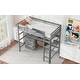 preview thumbnail 5 of 14, Gray Twin Size Solid Wood Loft Bed with Desk, Blackboard, and Drawers