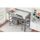 preview thumbnail 5 of 28, Wood Twin Size Loft Bed with Desk, Blackboard, Storage Box, Shelf & 3 Drawers, Safe Design with Guardrails, Grey
