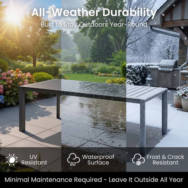7/9/11-Piece Set Outdoor Aluminum Dining Table with Umbrella Hole and Stackable Dining Chairs