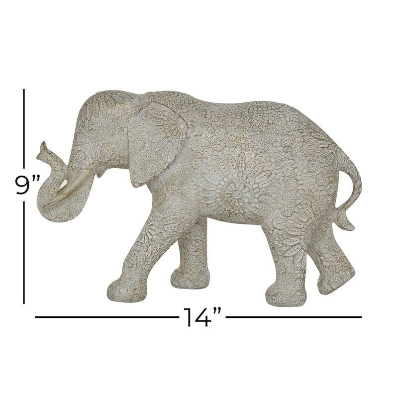 White Polyresin Elephant Decorative Sculpture