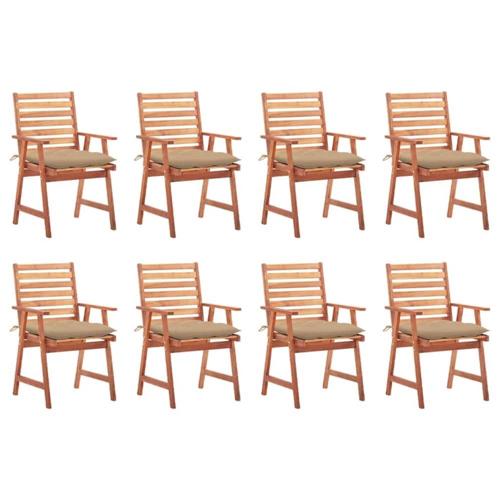 vidaXL Patio Dining Chairs Outdoor Patio Chair with Cushions Solid Wood Acacia - 22" x 24.4" x 36.2"