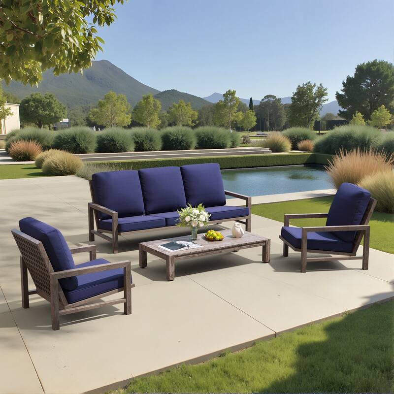 22''D x 21''W x 3.5''T Patio Fabric Outdoor Seat Cushions Set (Seat & Back)