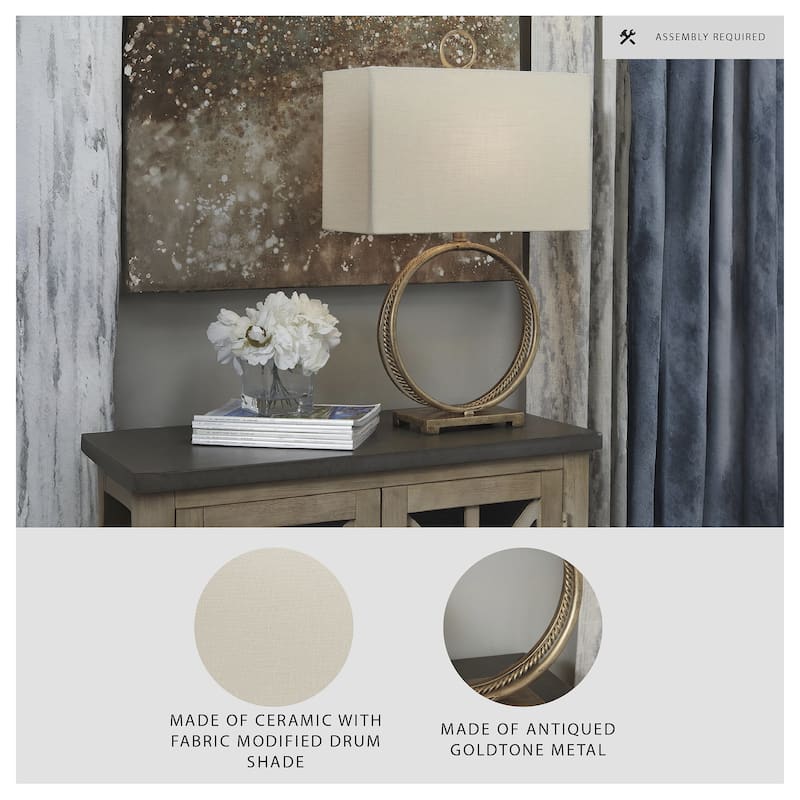 Mahala 28 Inch Metal Table Lamp - Antique Gold Finish - 15x13x19