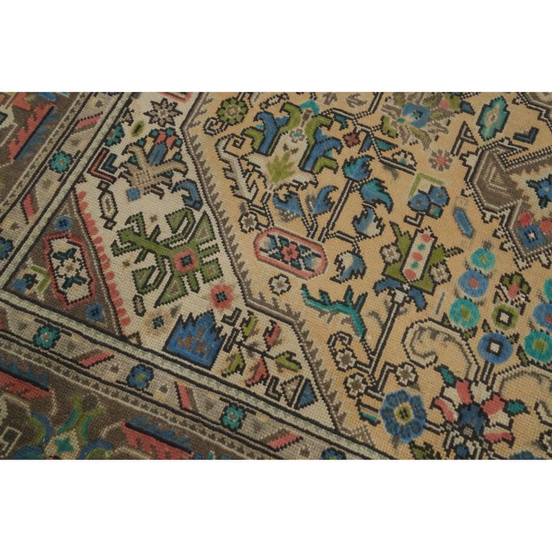 Hand Knotted Oriental 100% Wool Carpet Traditional Floral Peach Tabriz Area Rug - 9' 6'' X 6' 3''