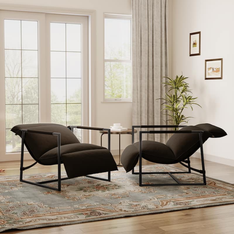 Metal Sling Accent Chairs Armchair with Adjustable Headrest Set of 2