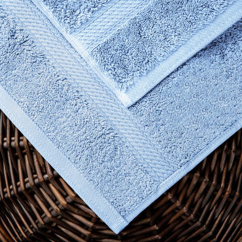 Superior Egyptian Cotton Pile Heavyweight Solid Plush Towel Set - 6-Piece Set - Light Blue