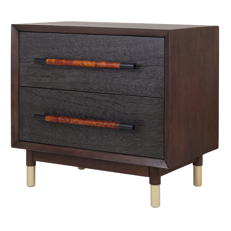 NPD Furniture Callan Nightstand / Side Table 2 Drawers, Dark Walnut