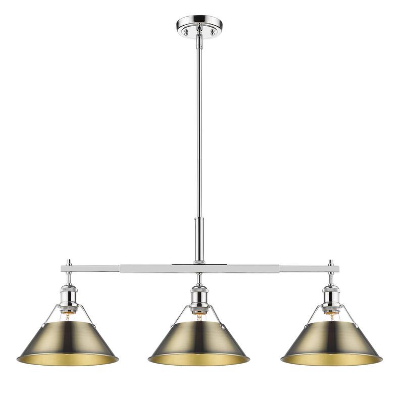 Orwell 3-Light Linear Pendant in Chrome with Aged Brass - Silver