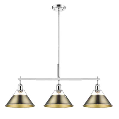 Orwell 3-Light Linear Pendant in Chrome with Aged Brass - Silver