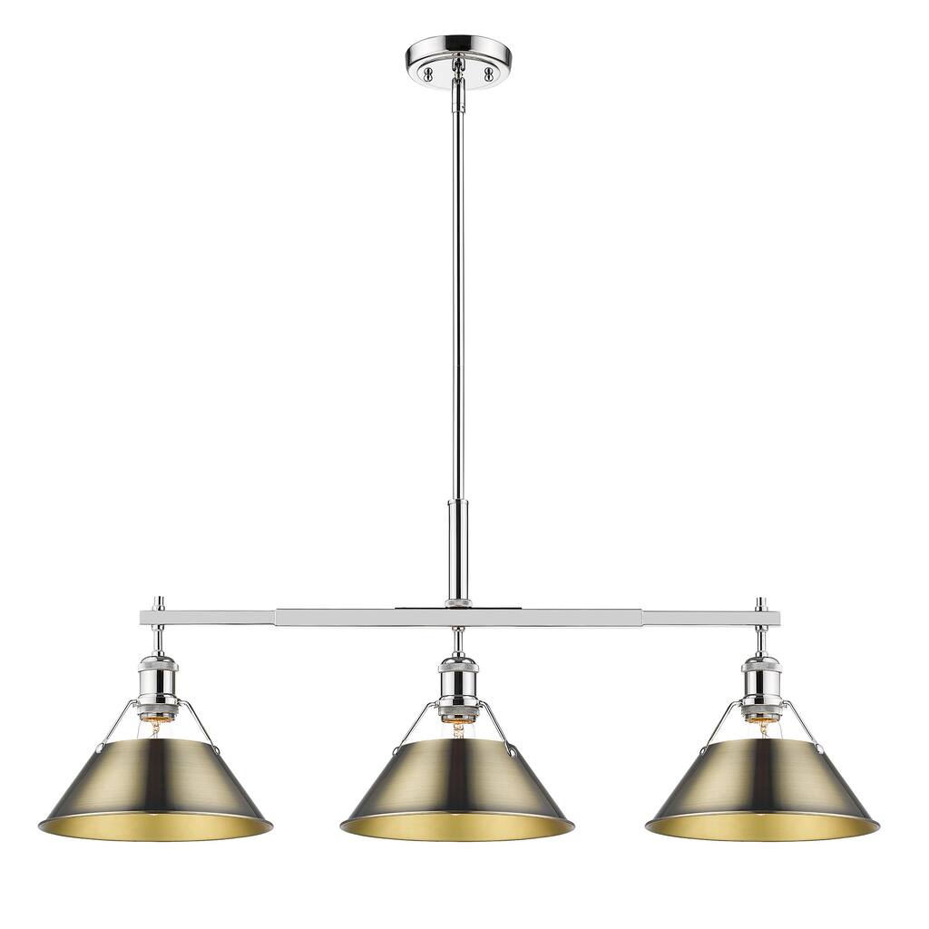Yep by Golden Lighting Orwell 3-light Island Light in Chrome and Aged Brass shade - Silver