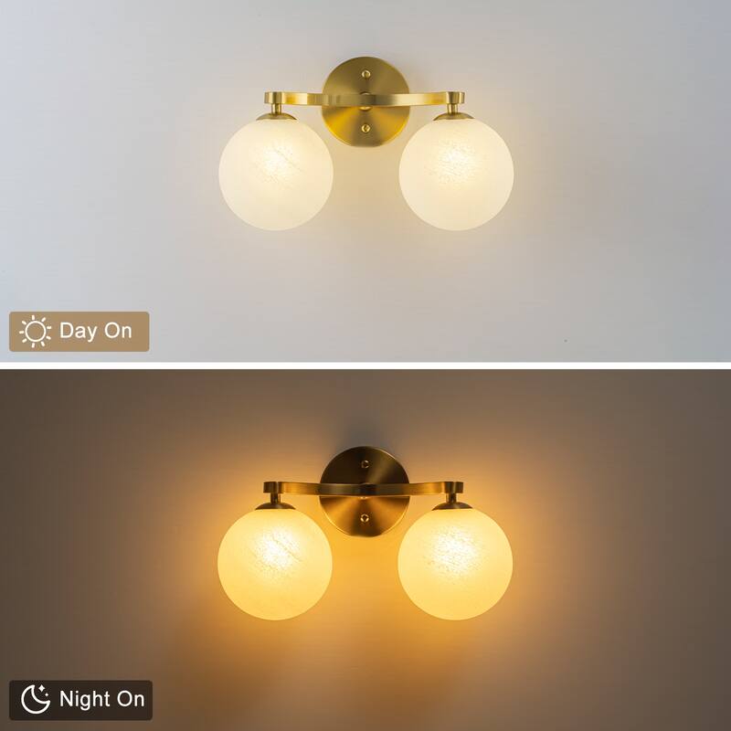Modern Vanity Light with Frosted Seeded Glass Globes for Bathroom