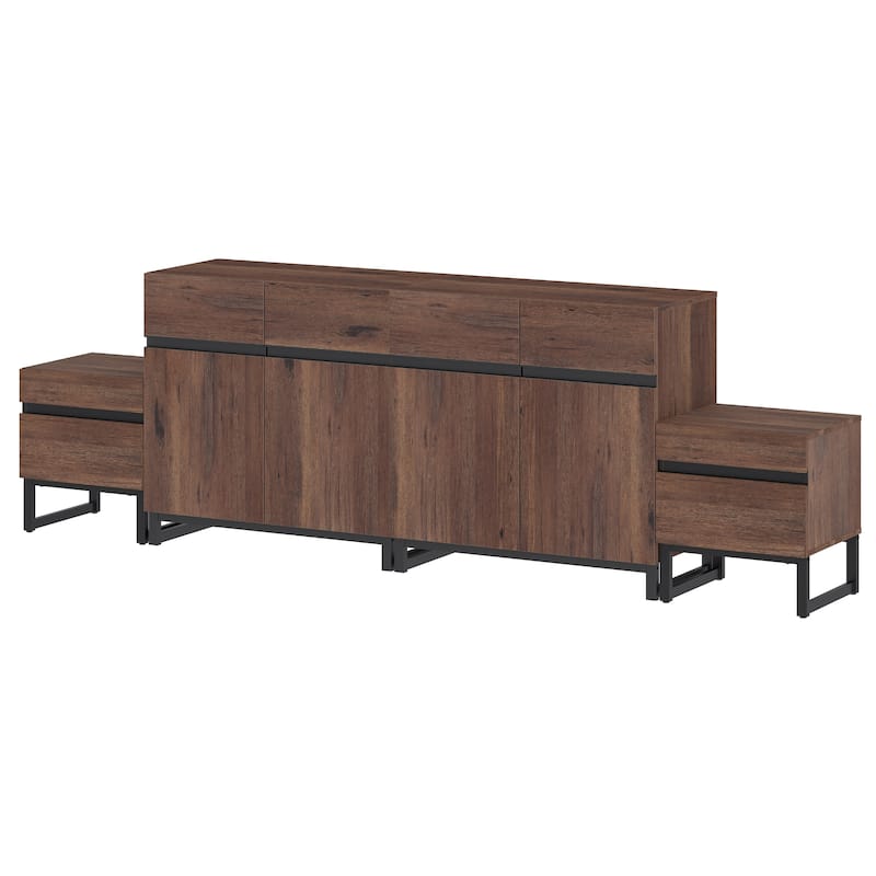 Modern TV Stand for TVs up to 70 Inches, 4-in-1 Entertainment Console with Storage Cabinets and 2 End Table, Media Cabinet