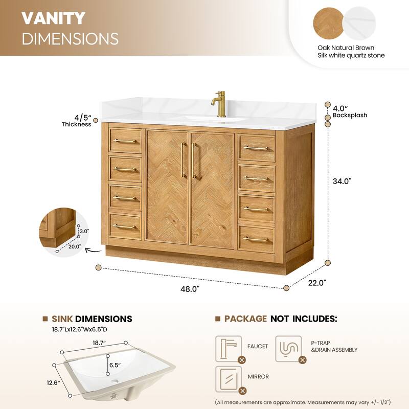 Jakarta Bath Vanity with Quartz Stone Top without Mirror