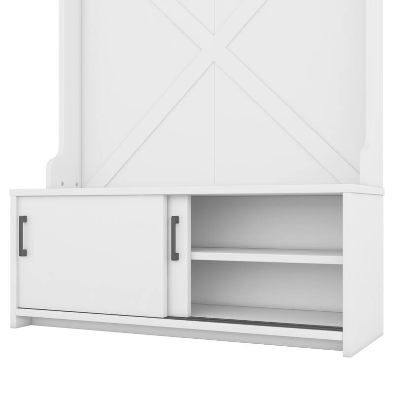 74.8'' Modern Entryway Hall Tree - Shoe Cabinet with Sliding Doors and Coat Rack