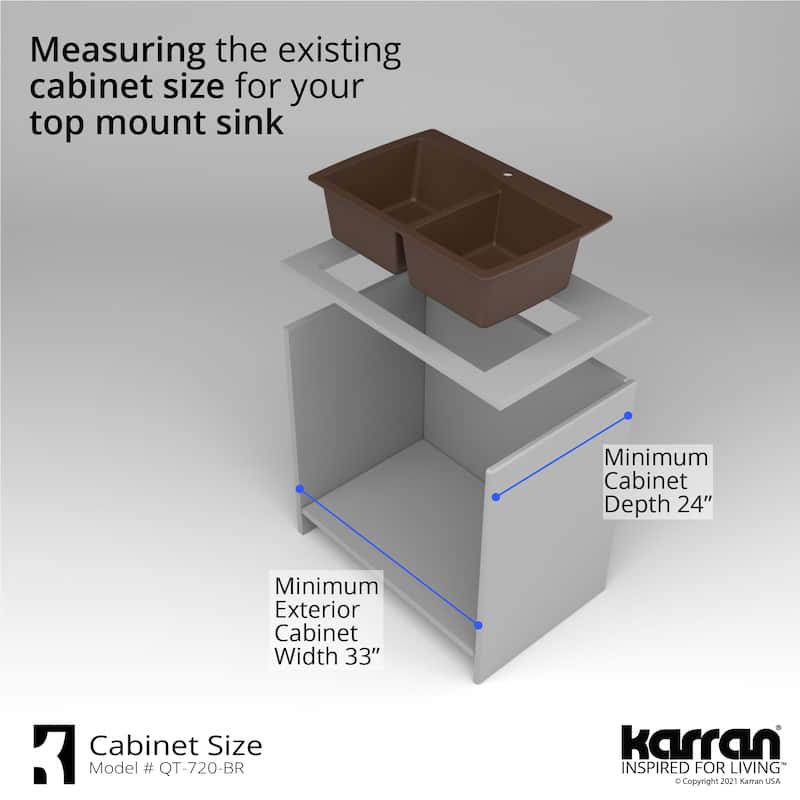 Karran Drop-In Quartz 50/50 Double Bowl Kitchen Sink