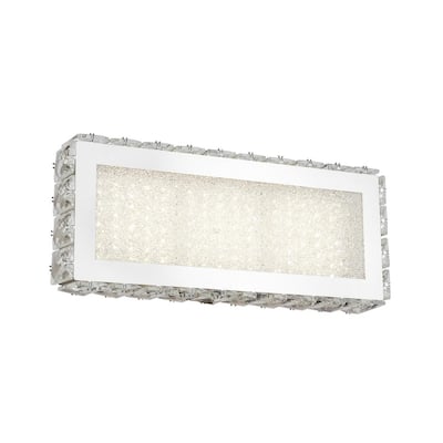 LED Chrome Stainless Steel Wall Sconce with Clear Crystal Accents