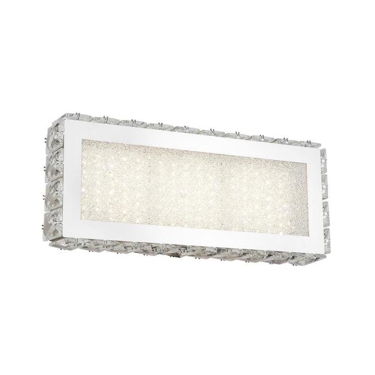 LED Chrome Stainless Steel Wall Sconce with Clear Crystal Accents