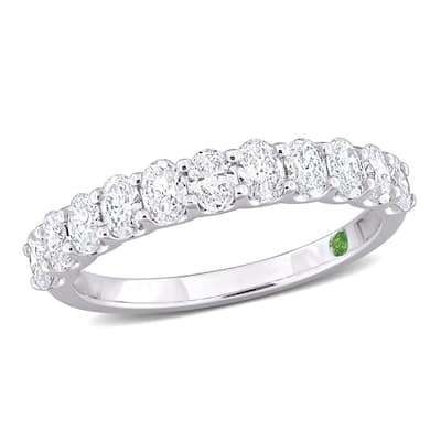 Miadora 3 7/8ct TDW Lab-Grown Diamond and Tsavorite Accent Halo Ring 14k White Gold
