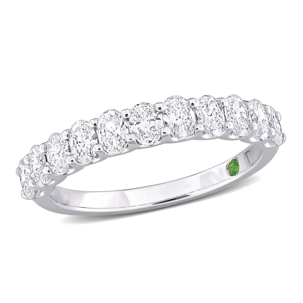 Miadora 3 7/8ct TDW Lab-Grown Diamond and Tsavorite Accent Halo Ring 14k White Gold