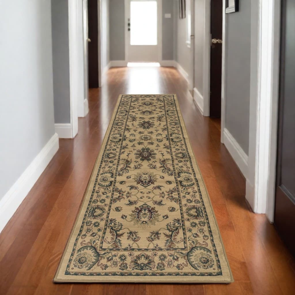 HomeRoots Oriental Traditional Runner Area Rug - 92.52 in. x 26.77 in. x 0.43 in.