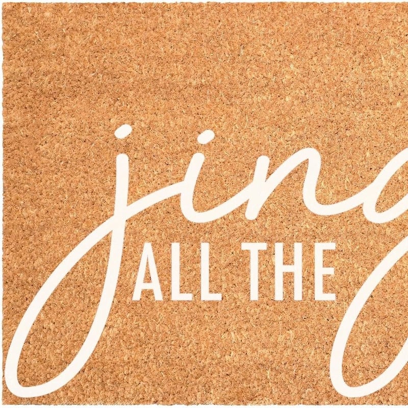 HomeRoots 17" X 29" Brown And White Christmas Outdoor Coir Door Mat - 17.00' X '29.00