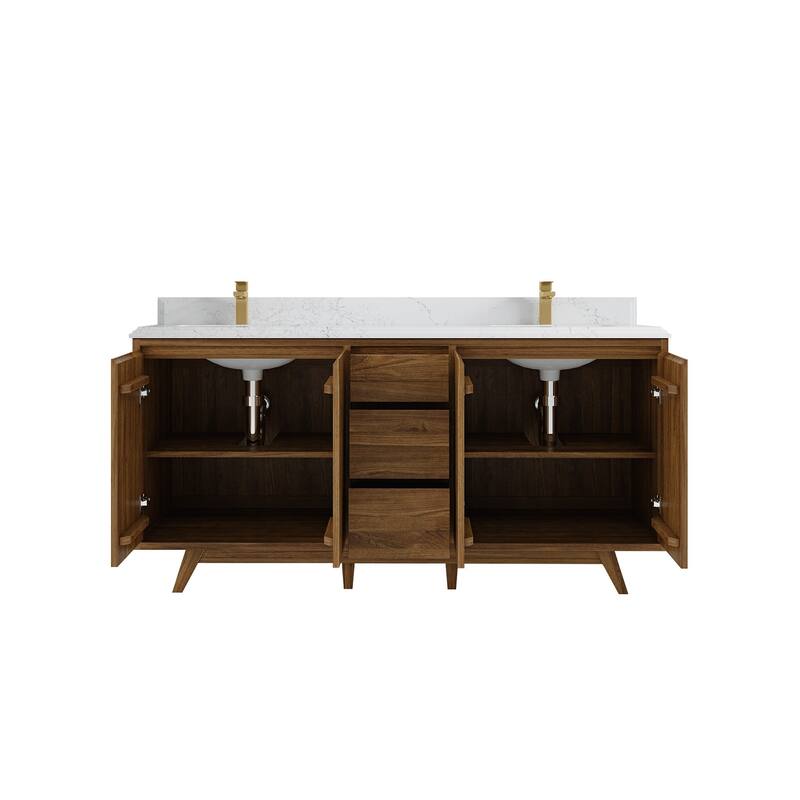 Willow Collections 72 in. W x 22 in. D s Madison Teak Double Sink Bathroom Vanity with Countertop